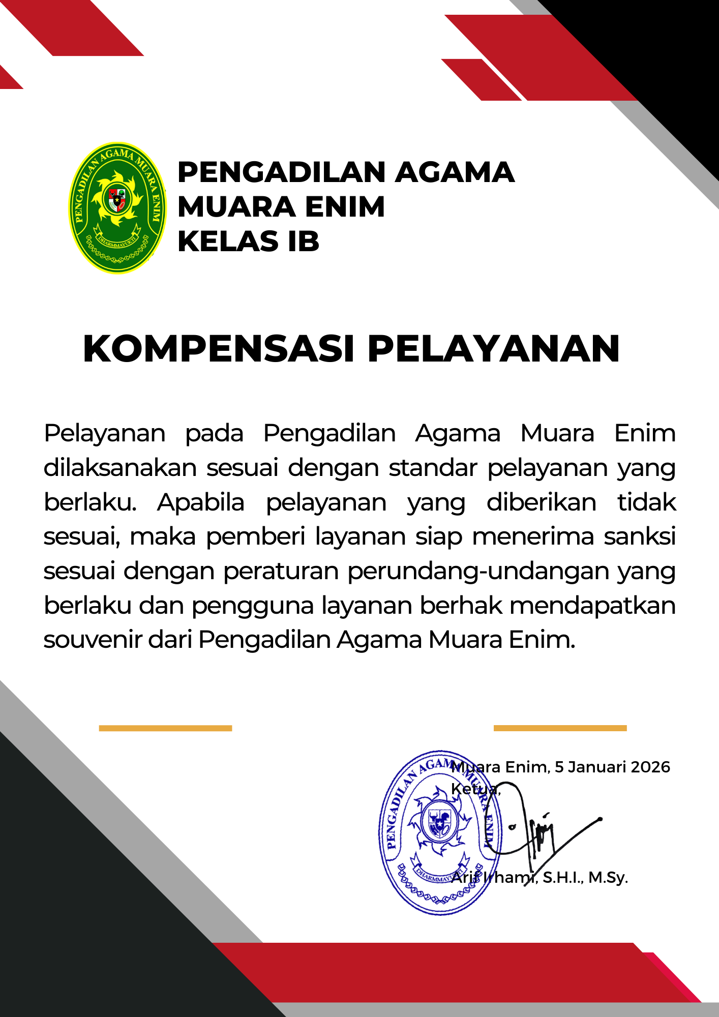 KOMPENSASI PELAYANAN 2026